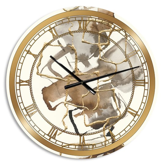 Designart 'Gold Glam Squares Iii Glam Wall Clock
